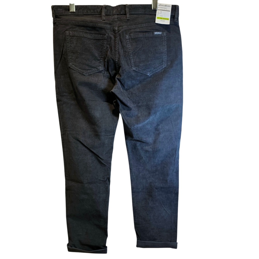 Eddie Bauer Corduroy Pants Boyfriend Slim Tapered Sz 16 Dark Gray Cotton Jeans - Picture 2 of 15